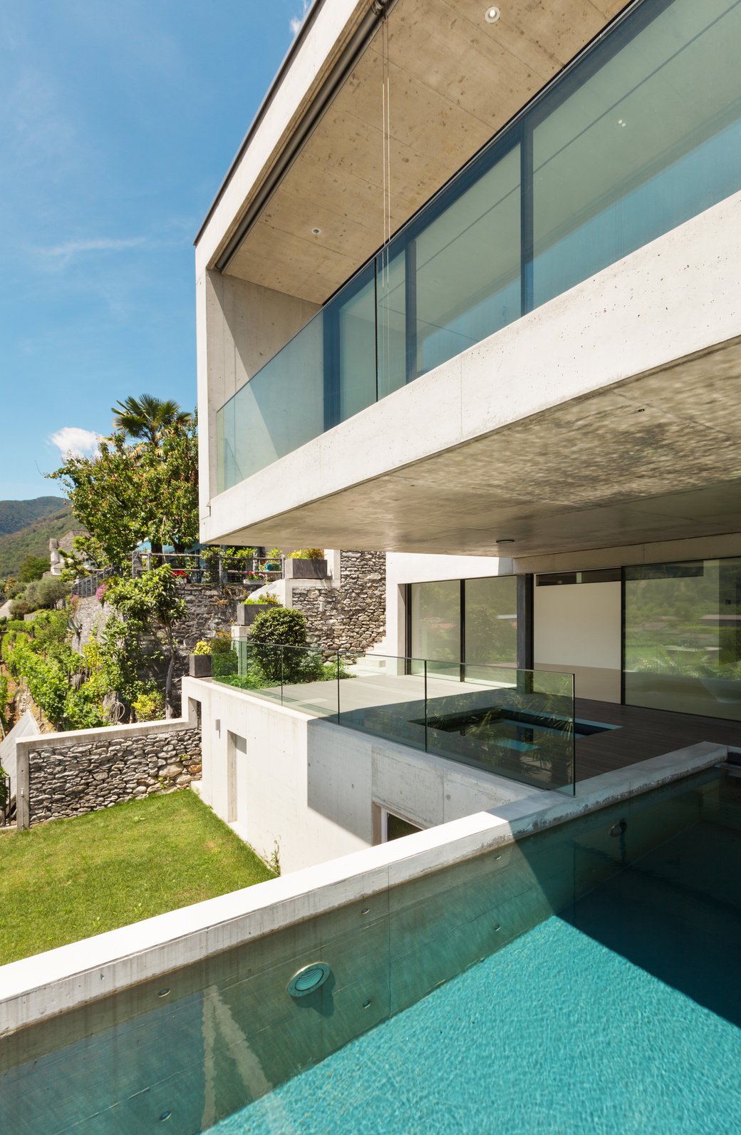 beautiful modern house in cement